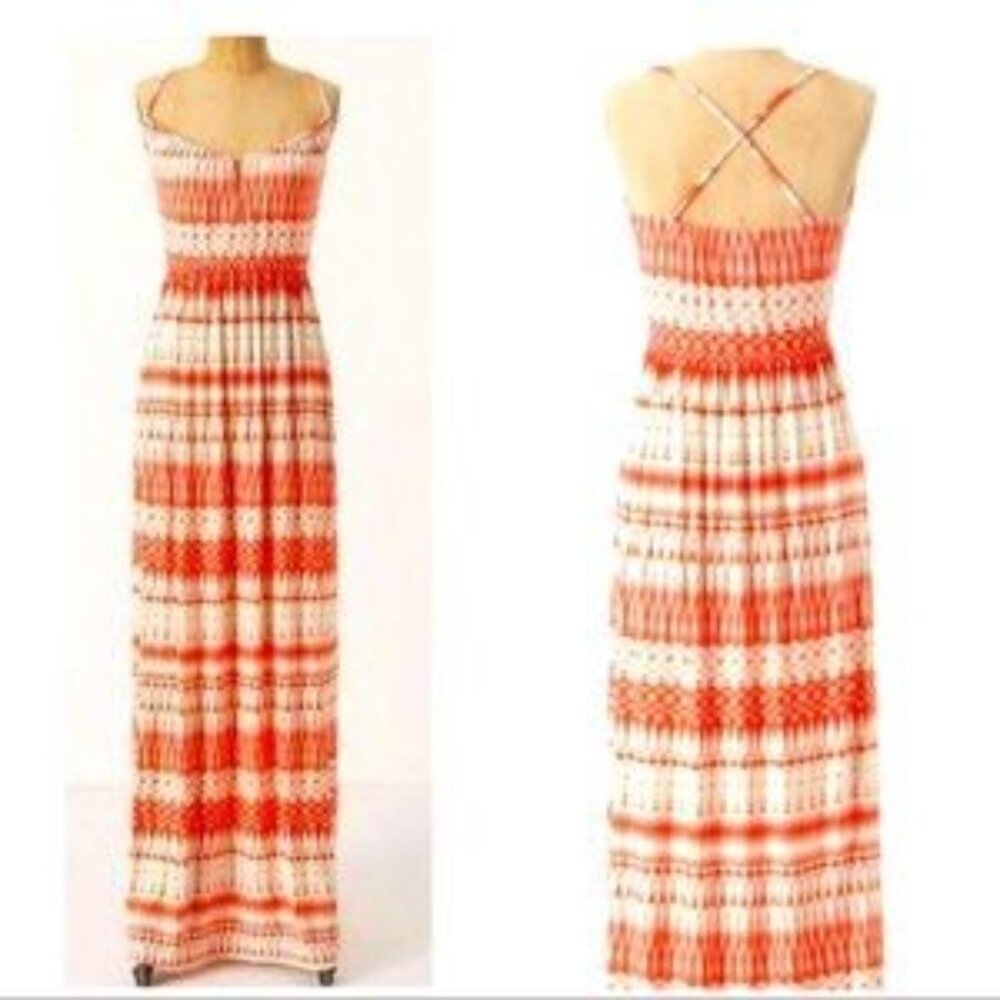 Anthropologie Deletta Shapeshifter Maxi Dress Orange Cream Size